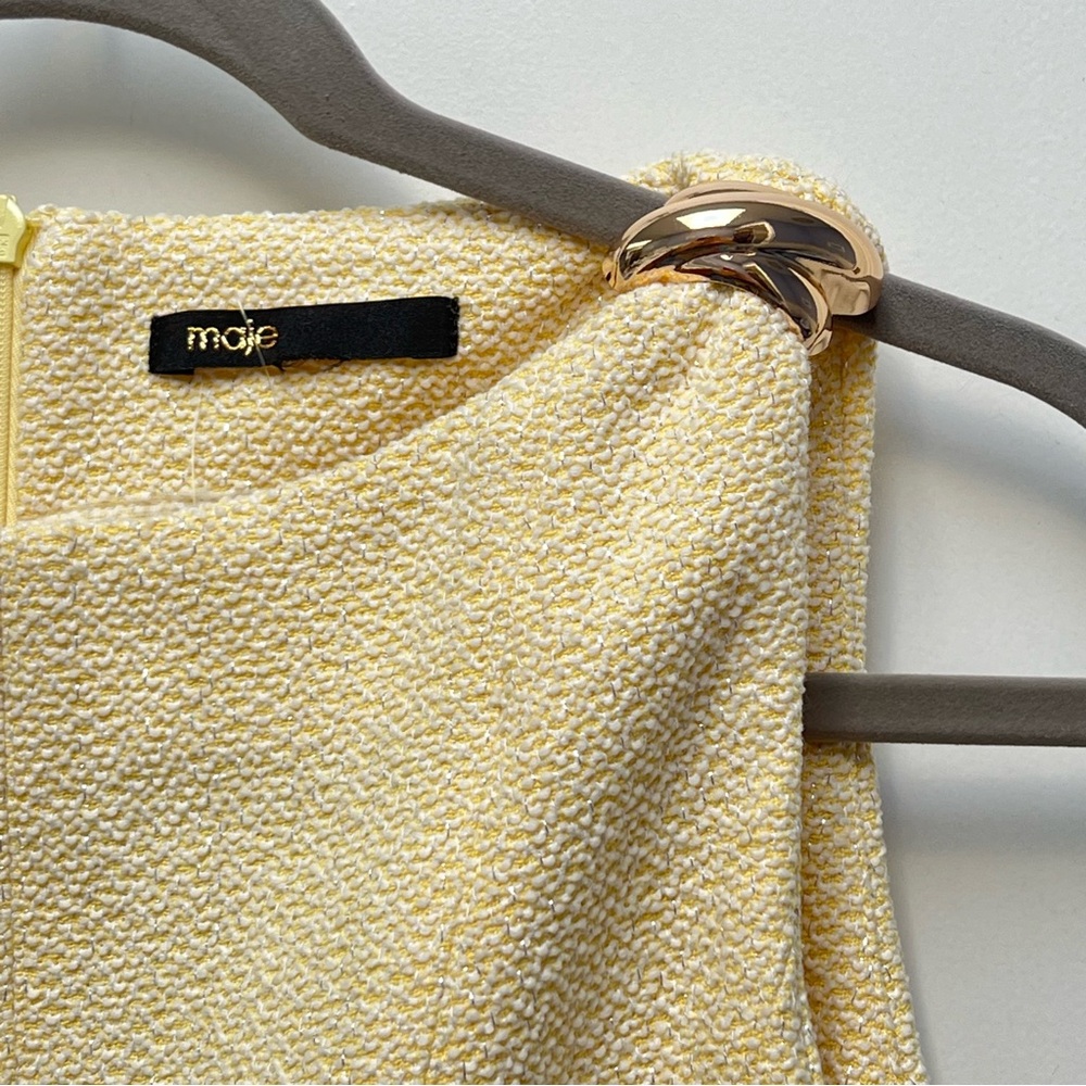 NWOT Maje Risoleil Pale Yellow Tweed Dress—No size tag - Picture 11 of 15